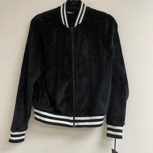 Zip Stripe Velvet Jacket